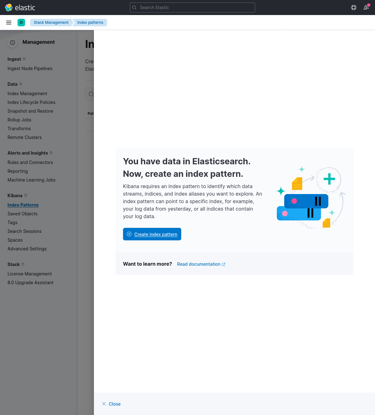 Kibana create index pattern page