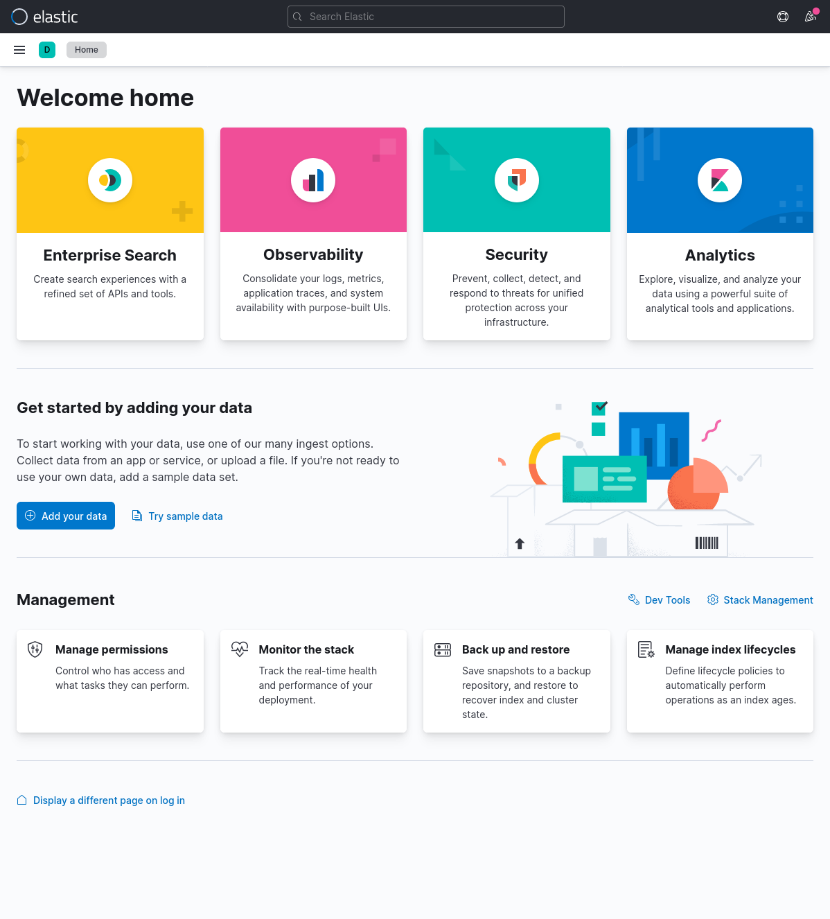 Kibana home page